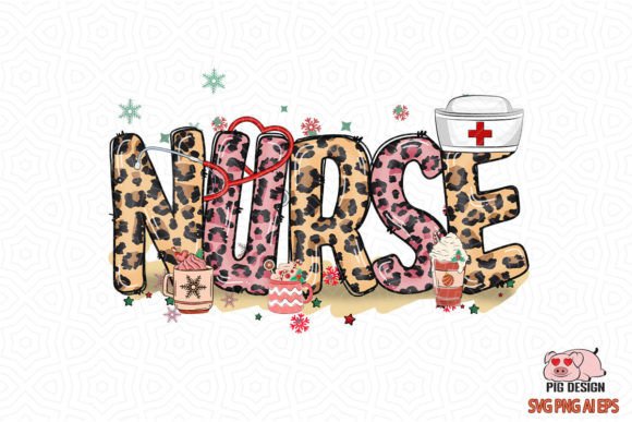 Leopard Nurse Christmas SVG